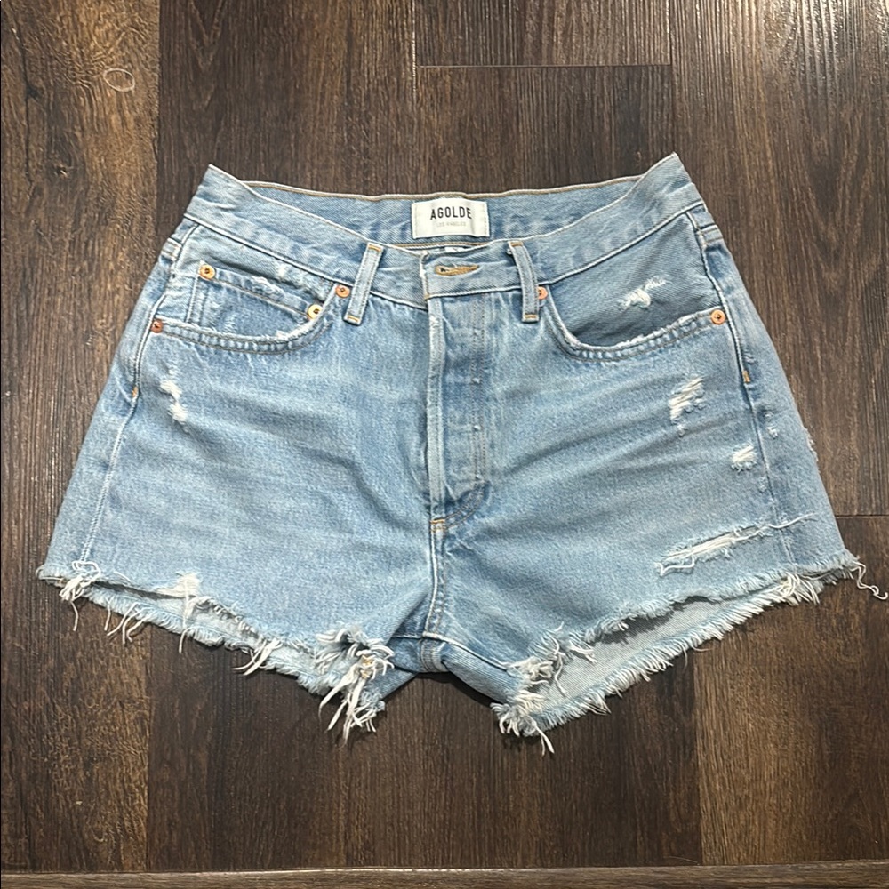 Agolde Light Blue Denim Shorts